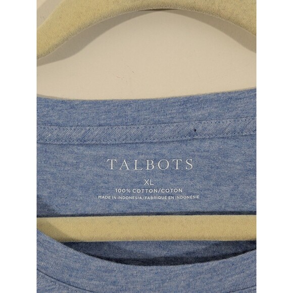 Nwt Talbots Dog Cotton T-shirt Blue Whimsical 3/4 Sleeve Casual Dog Lover Sz XL - Picture 3 of 8